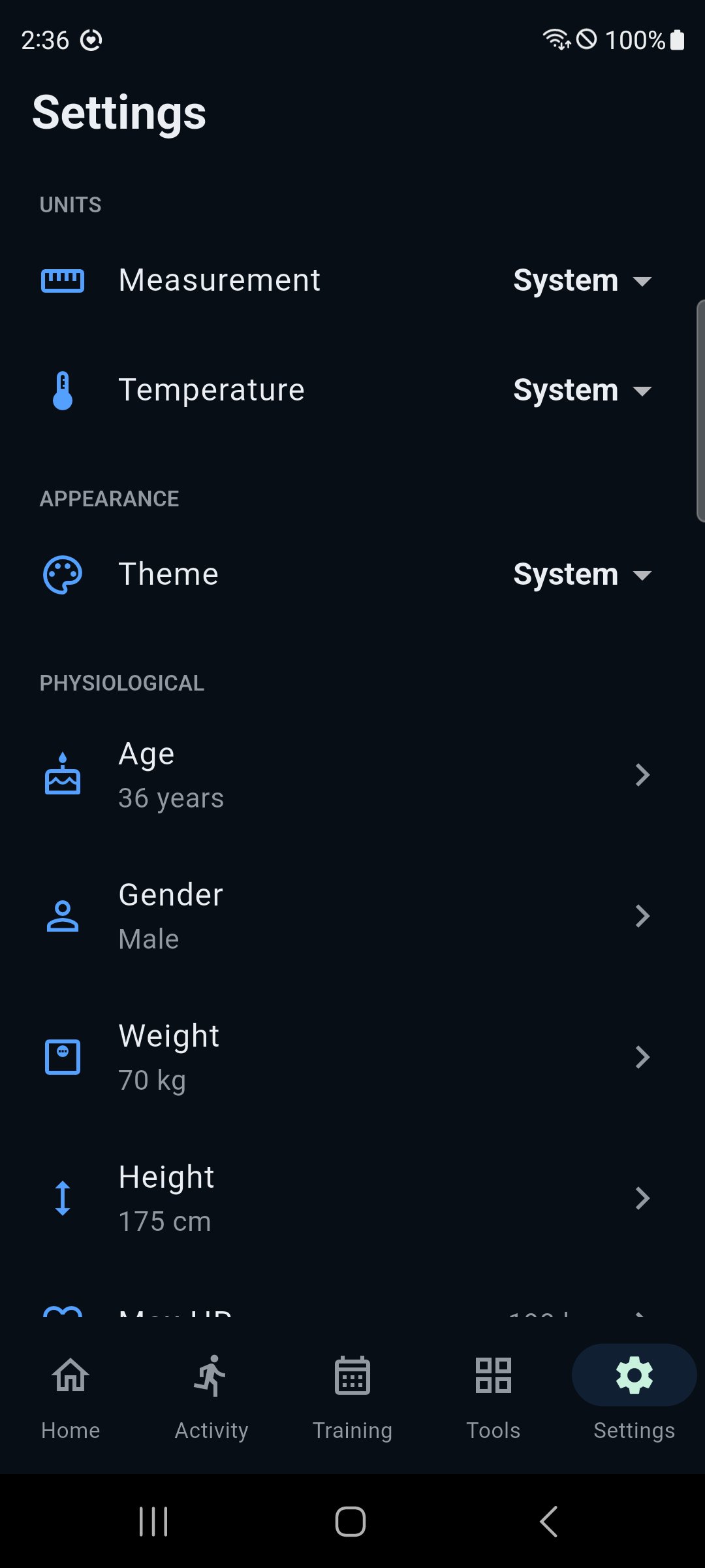 OwnRun Settings