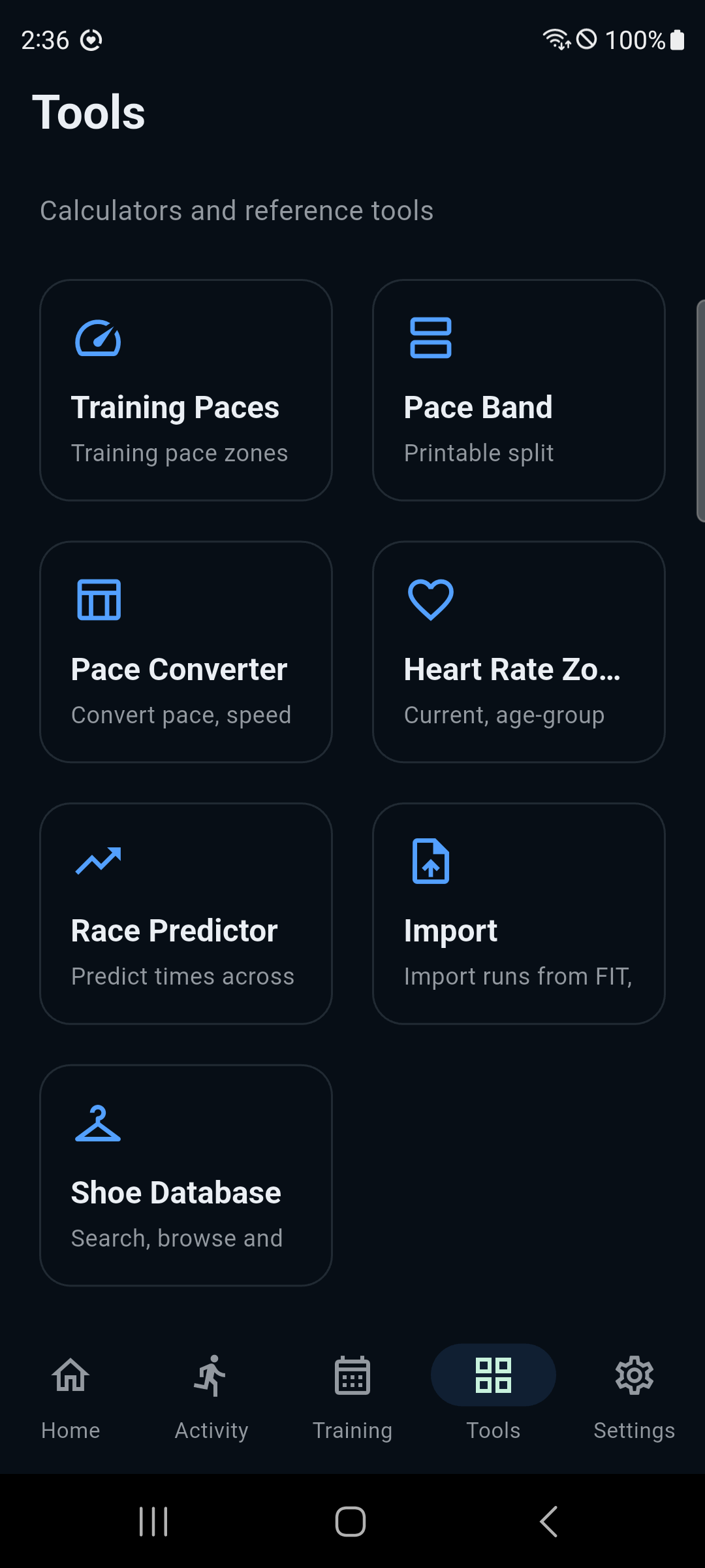 OwnRun Tools list